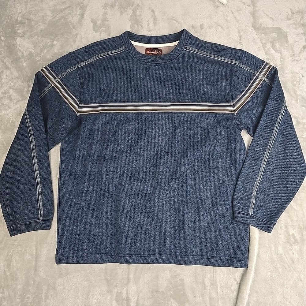 American Rag Mens‎ VTG Striped Crewneck Sweater Medium Blue Grunge 90s Skater